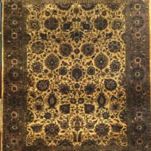 Hand-Knotted Indian Tea Wash Wool Rug - 9x12