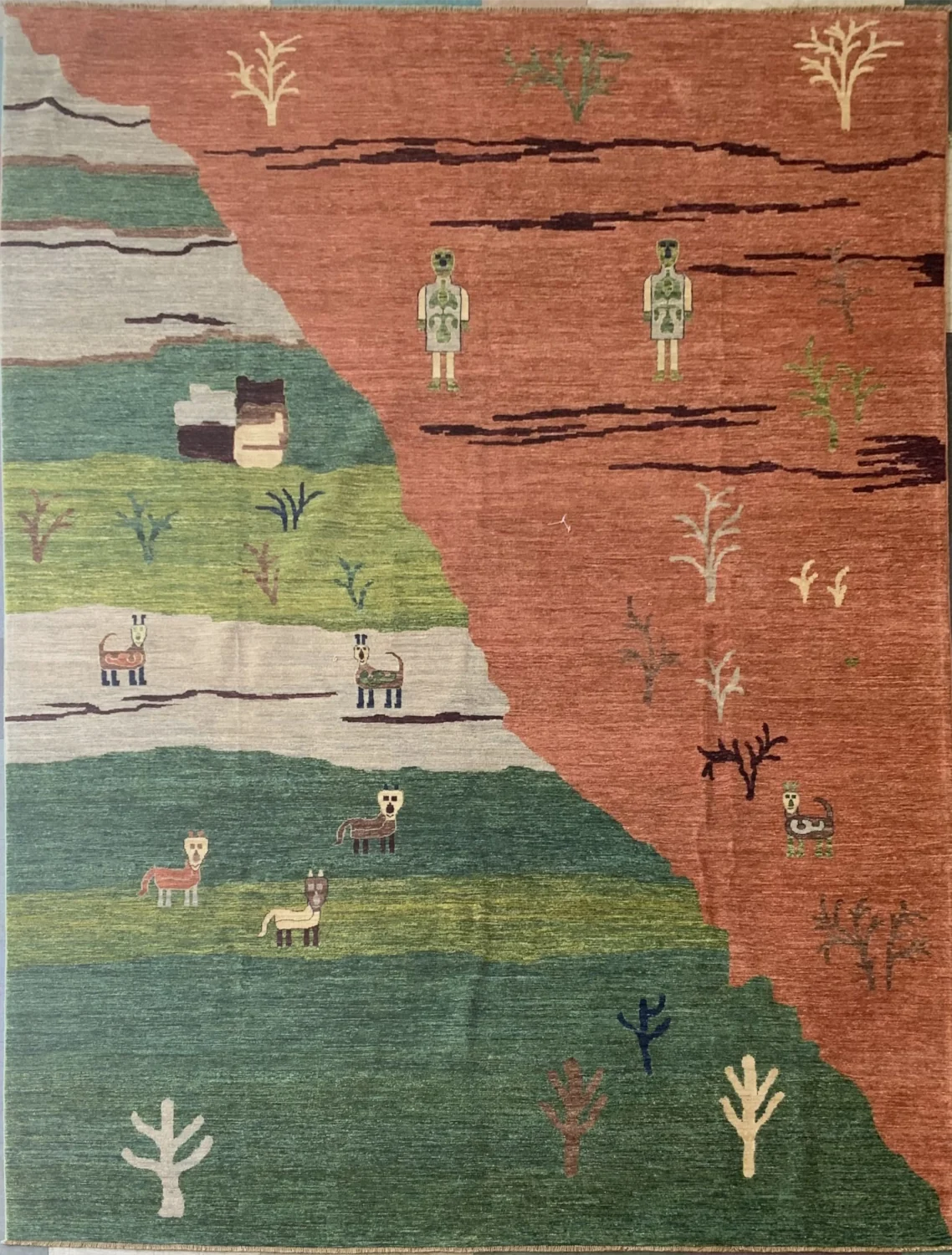 9.1×12.5 Afghan Modern Hand-Knotted Rug