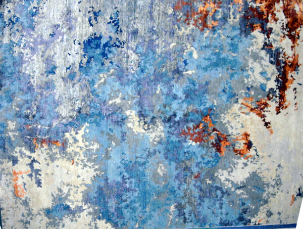8x9.8 Hand Knotted Fine Modern Wool and Bamboo Silk Rug