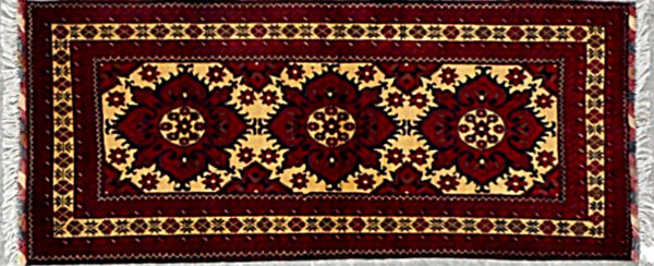 72915-D. 2.7x6.6 Afghan Turkoman Runner Rug