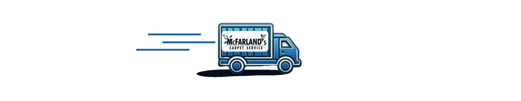 Rug Pickup & Delivery Services | McFarlands Carpet and Rug Service Rug Pickup & Delivery Truck graphic